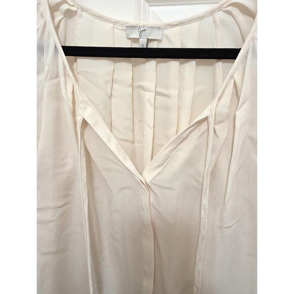 JOIE WOMEN'S IVORY SILKY FAIRY PLEATED PEASANT BLOUSE TIE NECK SIZE SMALL - Picture 4 of 10